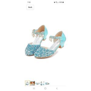 New Girl Sz 5 Furdeour Sequin Blue Glitter Bow Princess Flower Girl Dress Shoes